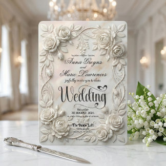 Faux 3D Embossed Floral Bas-Relief Classic Invitation