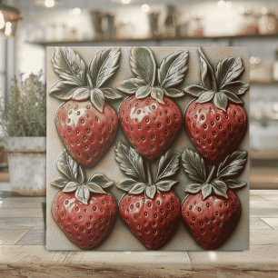 Faux 3D Glazed Italian Strawberries Tile