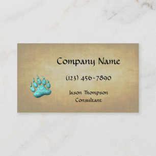 Faux 3D Turquoise Bear Claw Business Card
