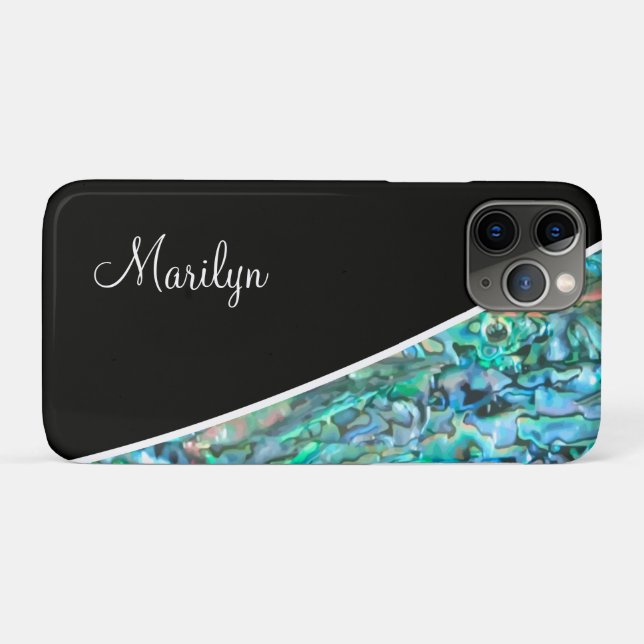 Faux Abalone Paua Shell Monogram Style Case-Mate iPhone Case (Back (Horizontal))