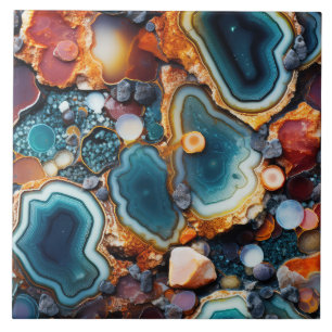 Faux agate tiled pattern tile