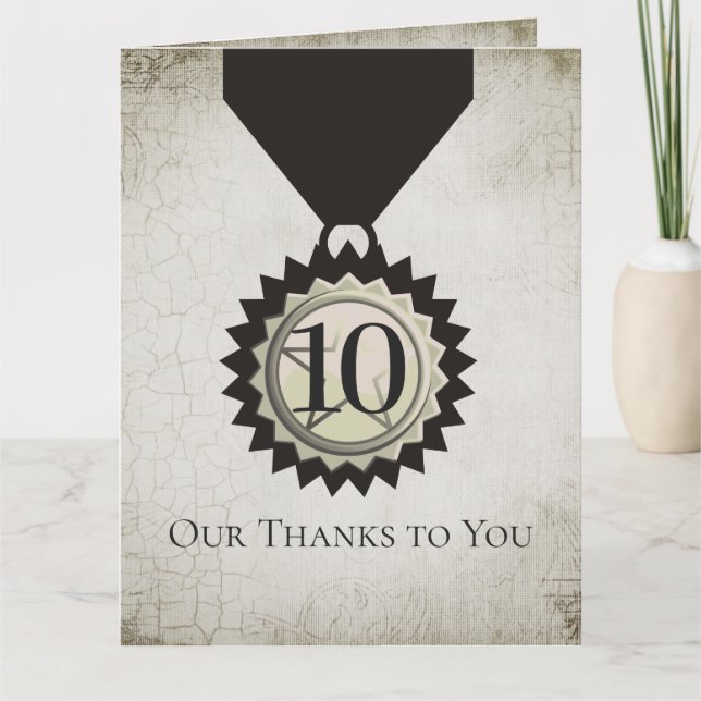 Faux aged stone employee anniversary gifts card (Front)