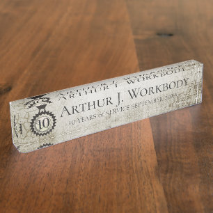 Faux aged stone employee anniversary gifts nameplate