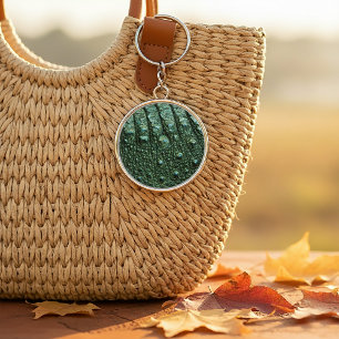Faux Alligator Leather Print Key Ring