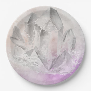 *~*  Faux Amethyst Crystal Healing Energy Chakra Paper Plate