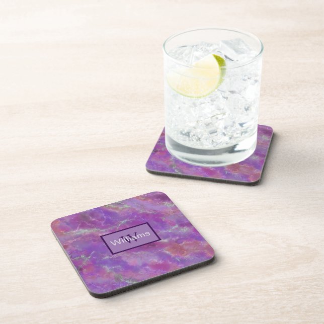 Faux Amethyst Purple Marble Coaster (Right Side)