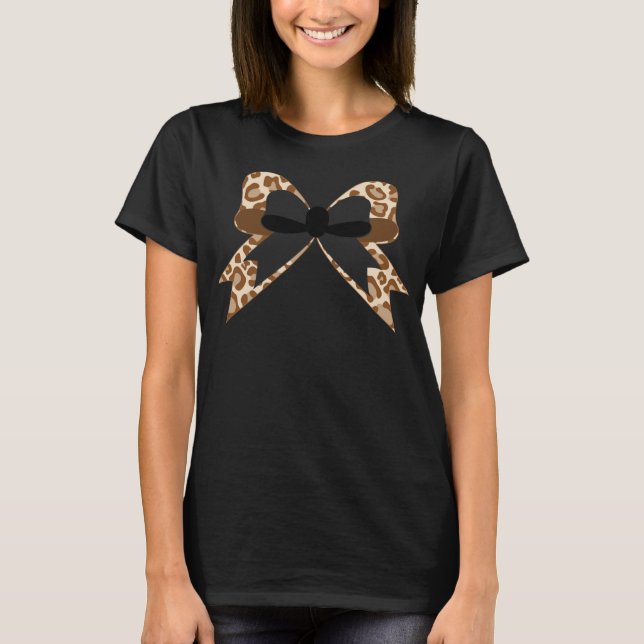 Faux Animal Print Bow T-Shirt (Front)