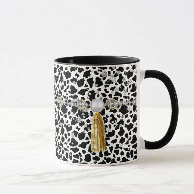 Faux Animal Print Jewels & Gold Tassel Mug (Right)