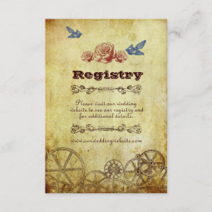 Faux Antique Gold Victorian Steampunk Wedding Enclosure Card