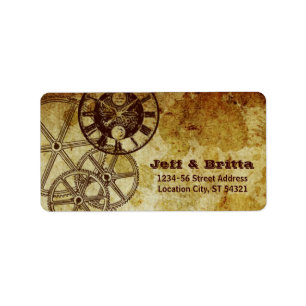 Faux Antique Gold Victorian Steampunk Wedding Label