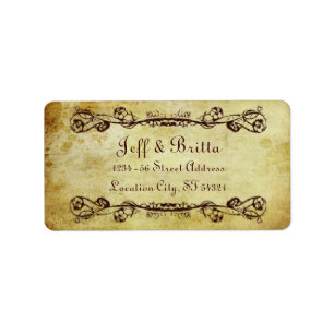 Faux Antique Gold Victorian Steampunk Wedding Label