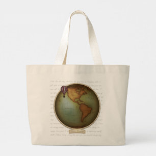 Faux Antique Map Eastern & Western Hemispheres Large Tote Bag