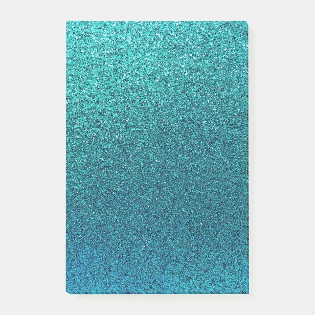 Faux Aqua Teal Turquoise Blue Glitter Background Post-it Notes (Front)