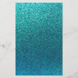 Faux Aqua Teal Turquoise Blue Glitter Background Stationery