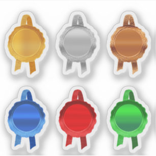 Faux Award/Certificate Seal Ribbons (6ClrsPlain)