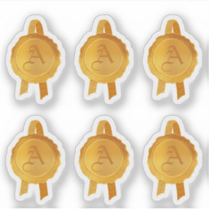 Faux Award/Certificate Seal Ribbons (Gold Initial)