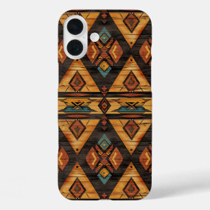 Faux Aztec wood grain  iPhone 16 Plus Case