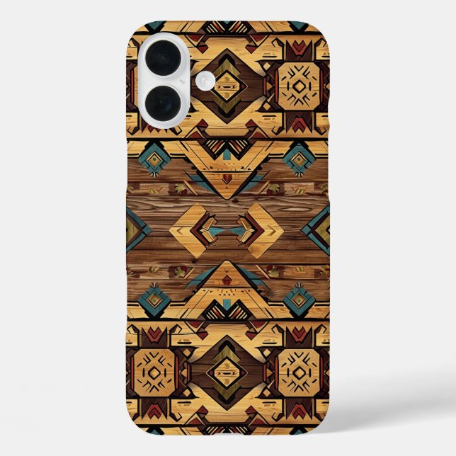 Faux Aztec wood grain Case-Mate iPhone Case (Back)