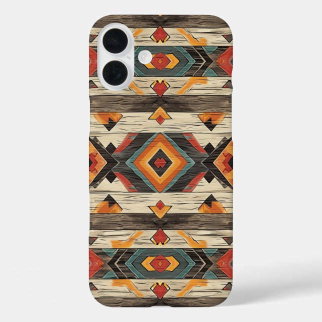Faux Aztec wood grain  Case-Mate iPhone Case (Back)