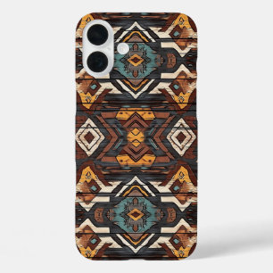 Faux Aztec wood grain iPhone sixteen Plus Case