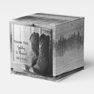 Faux Barn Wood Rustic Cowboy Boots Western Wedding Favour Box