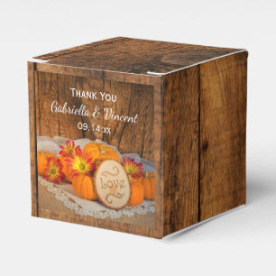 Faux Barn Wood Rustic Pumpkins Fall Barn Wedding Favour Box