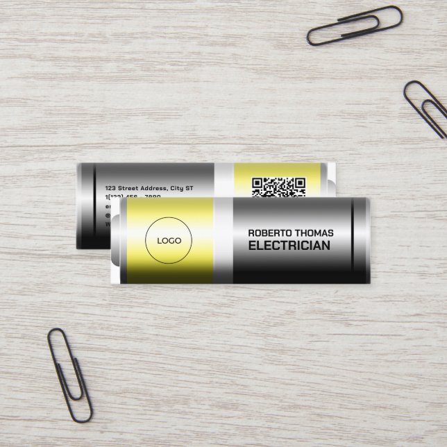 Faux battery electrical mini business card (Front/Back In Situ)