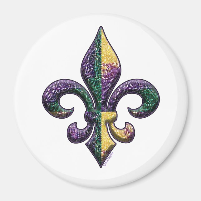 Faux Beaded Fleur de lis Magnet (Front)