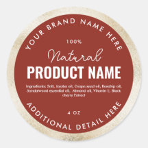 Faux Beige Foil Product Round Label