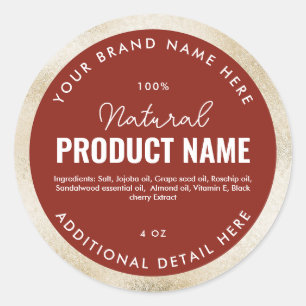 Faux Beige Foil Product Round Label