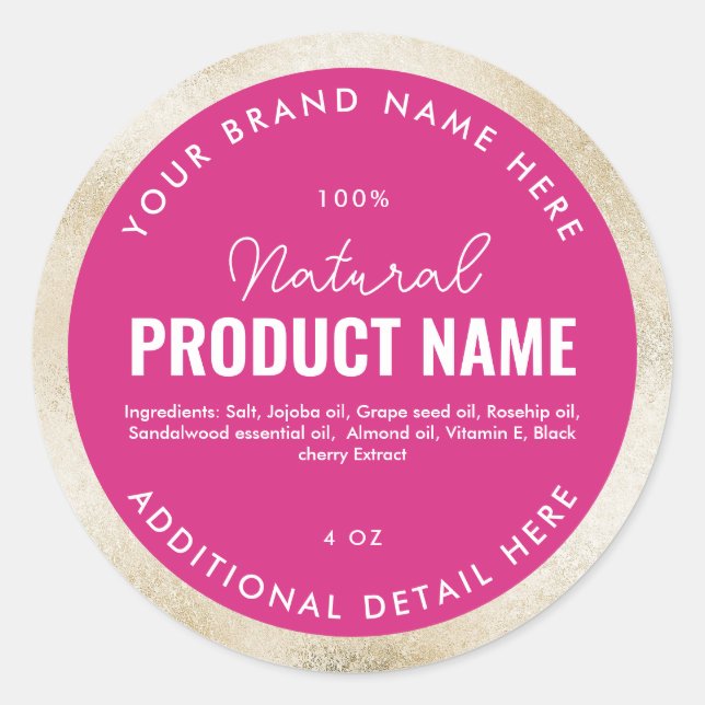 Faux Beige Foil Product Round Label (Front)