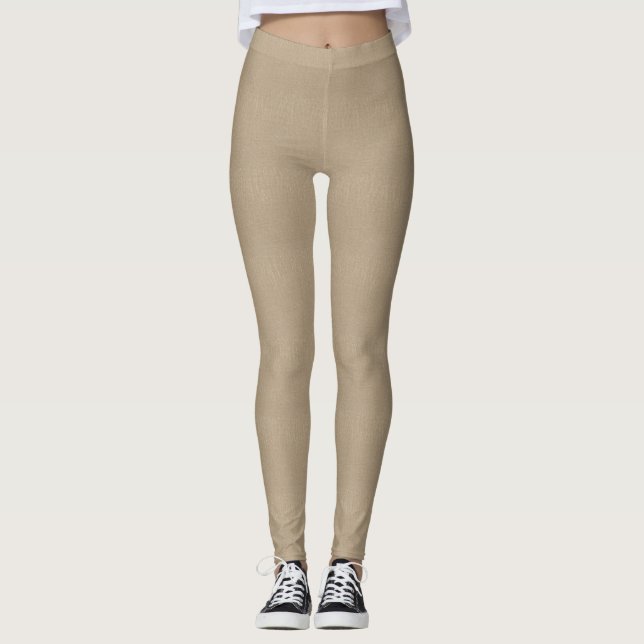 Faux Beige Leather Leggings (Front)
