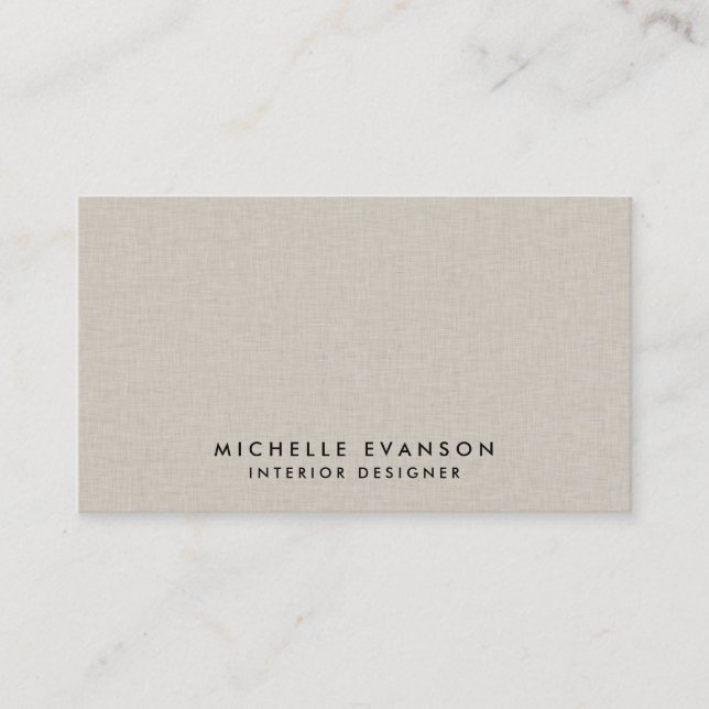 Faux Beige Linen Elegant Luxe Professional Business Card (Front)