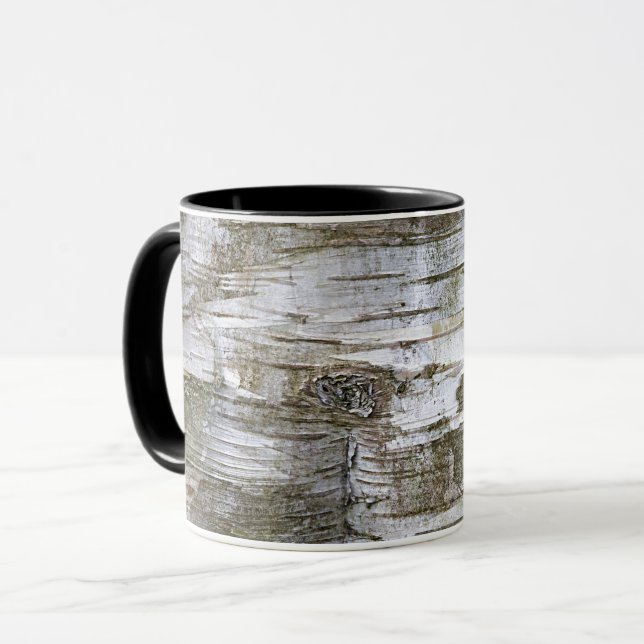 Faux Birch Tree Bark Texture Look Pattern Mug (Front Left)