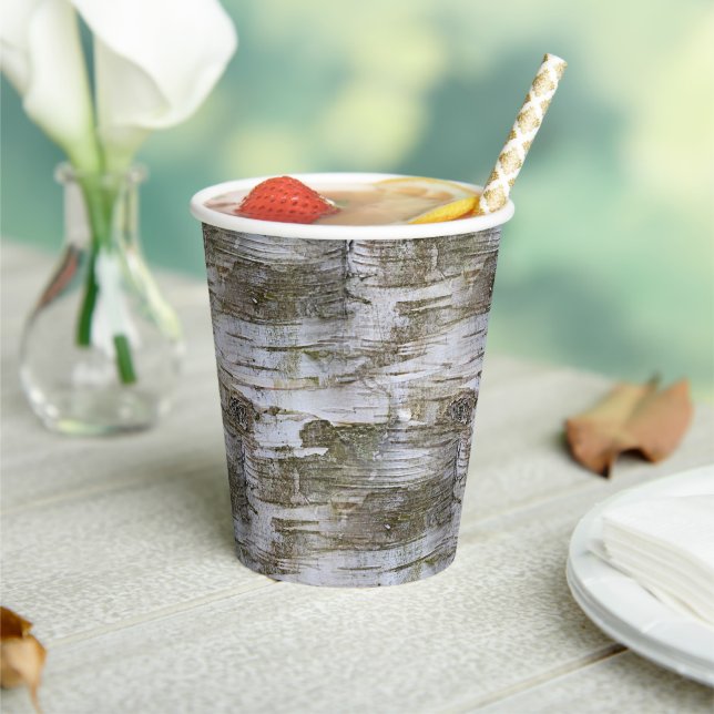 Faux Birch Tree Bark Texture Look Pattern Paper Cu Paper Cups (Insitu)