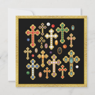 Faux Birthstone Crosses and Loose Gems on Black