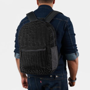 Faux Black Alligator Crocodile Leather Print Printed Backpack