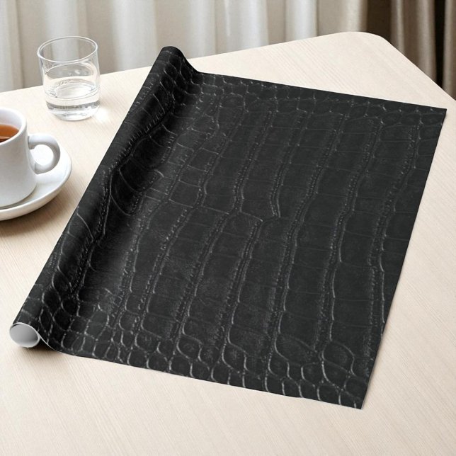 Faux Black Alligator Crocodile Leather Print Wrapping Paper (Creator Uploaded)