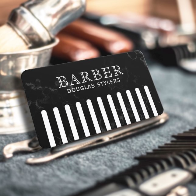 Faux black comb barber business card (Creator Uploaded)