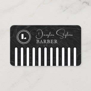 Faux black comb with logo barber business card