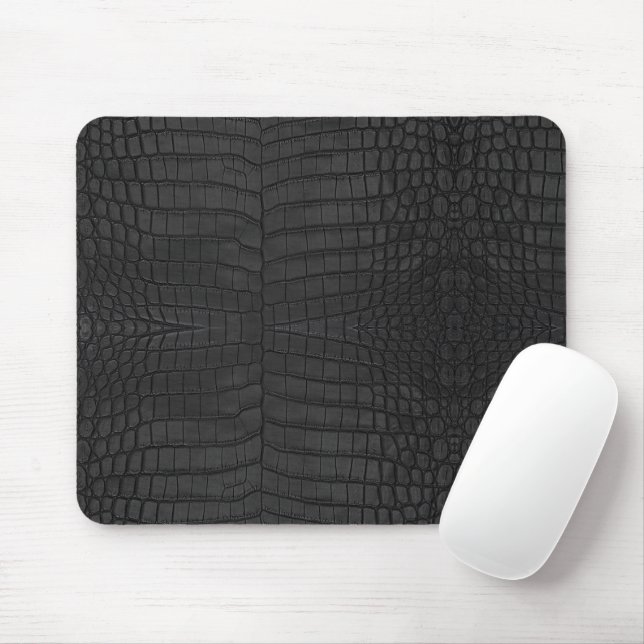 Faux Black Crocodile Leather Print Mouse Mat (With Mouse)