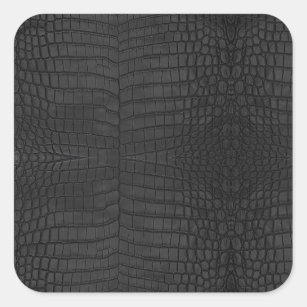 Faux Black Crocodile Leather Print Square Sticker