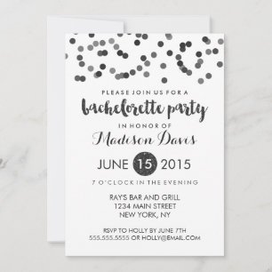 Faux Black Glitter Bachelorette Party Invitation