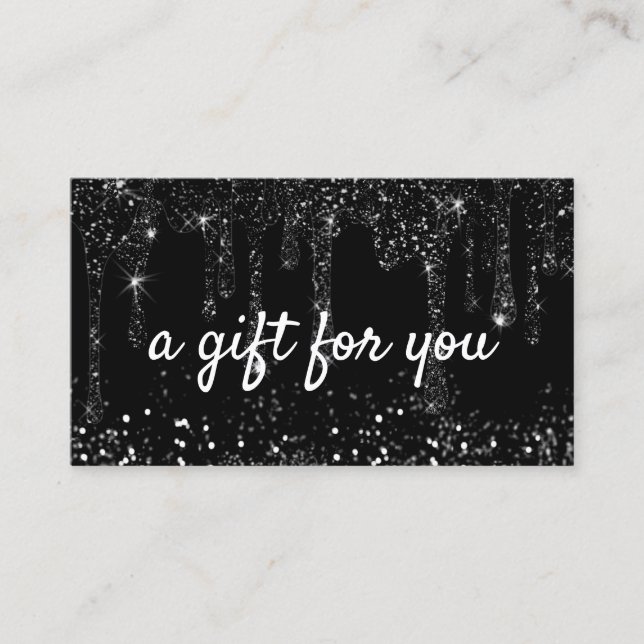 faux black glitter drips gift card (Front)