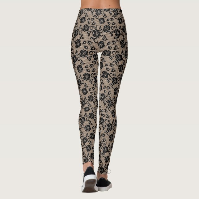 Faux Black Lace Fishnet Leggings (Back)