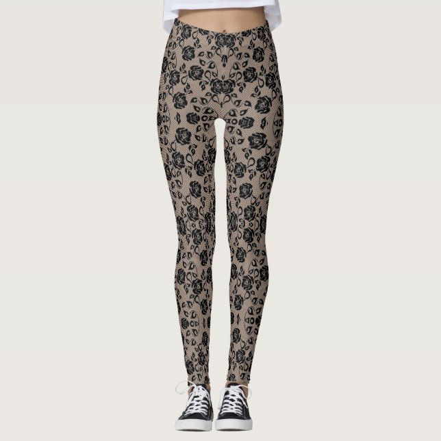 Faux Black Lace Fishnet Leggings (Front)