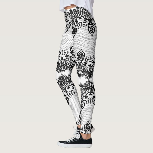 Faux Black Lace Fishnet Leggings - Choose Colour (Left)