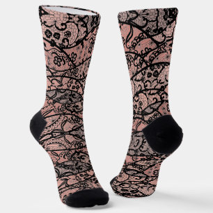 Faux Black Lace Fishnet Socks