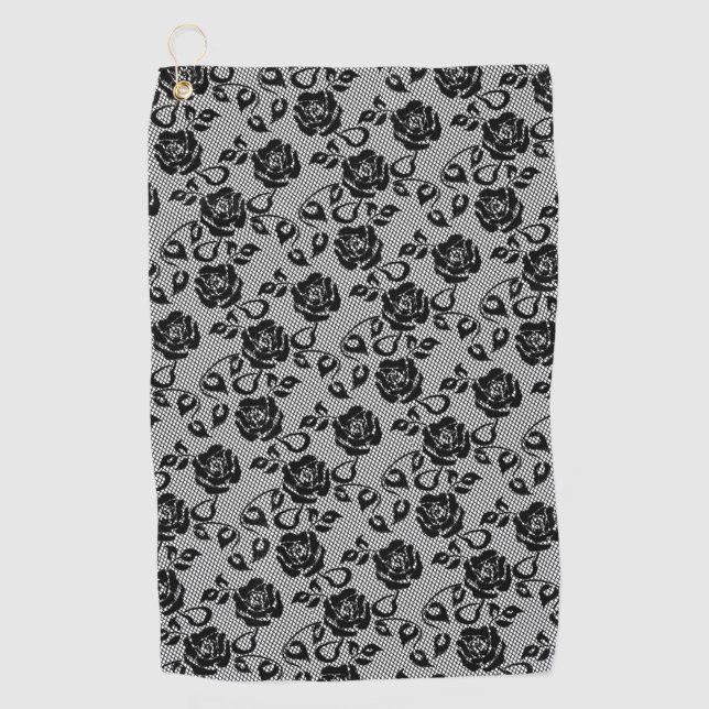Faux Black Lace Golf Towel (Front)