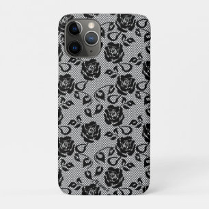 Faux Black Lace Rose Fishnet iPhone Case